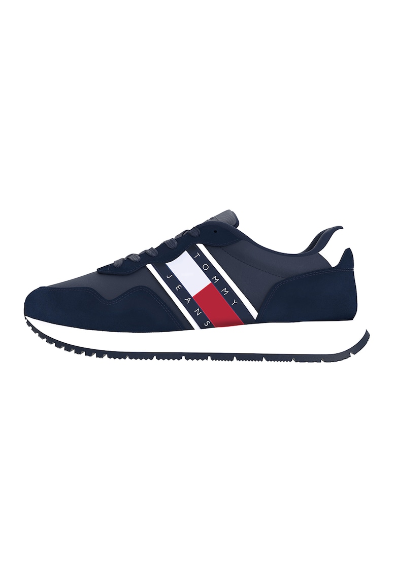 Pantofi sport cu insertii de piele intoarsa - Bleumarin