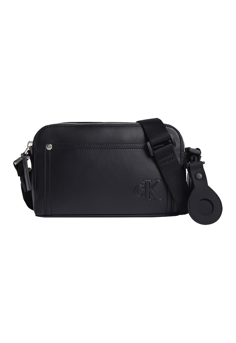 Geanta crossbody de piele ecologica cu logo in relief