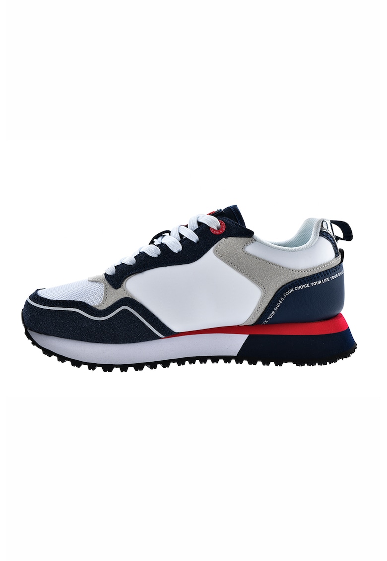 Pantofi sport din piele ecologica si garnituri din material textil