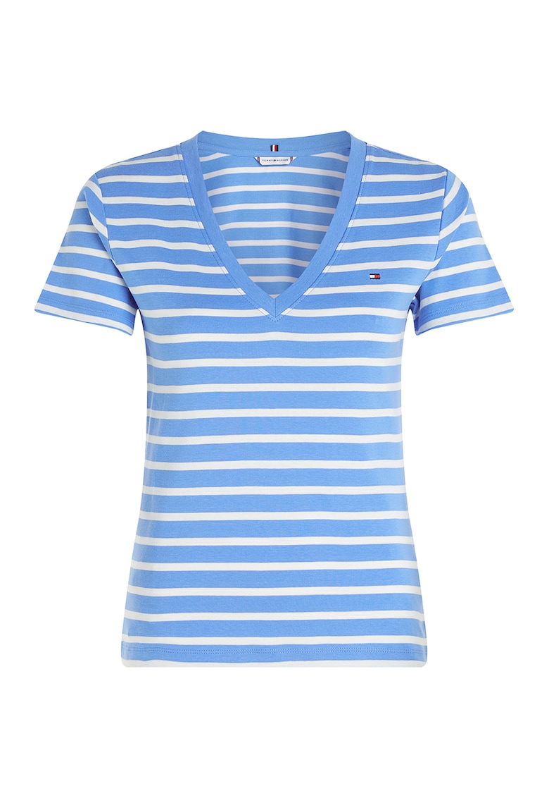 Tricou slim fit cu decolteu in V