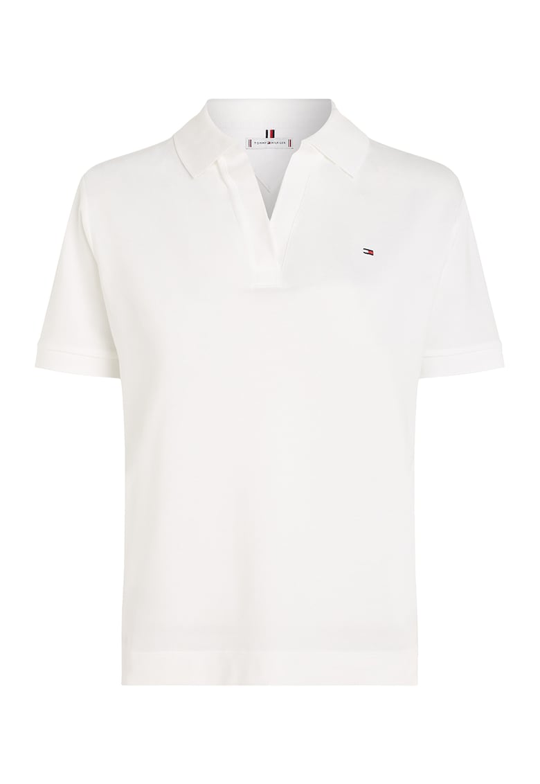 Tricou polo din amestec de lyocell - Alb optic