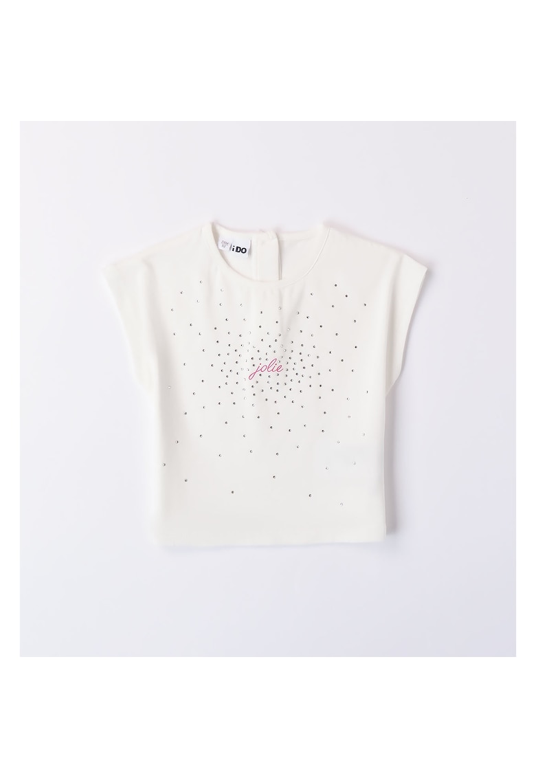 Tricou cu aplicatie strasuri pentru fete - 4.8340 - Alb