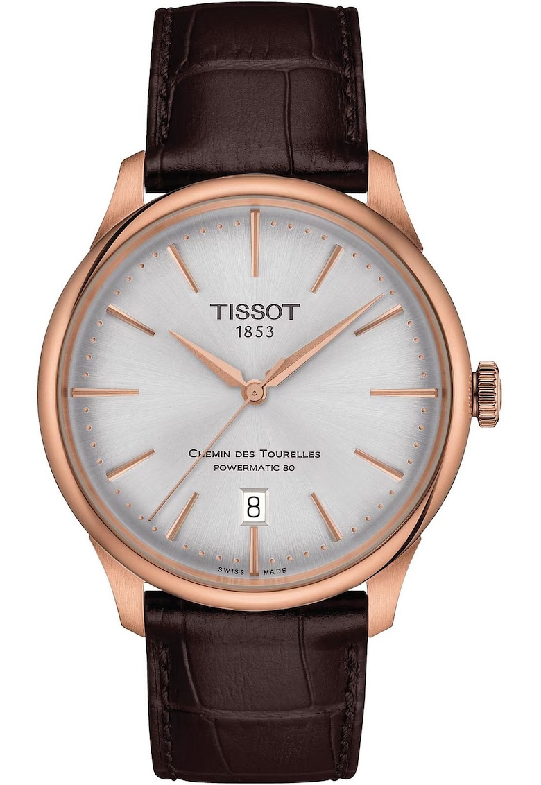 Ceas barbati - - Inox/Piele - Mecanism Quartz - Auriu/Maro