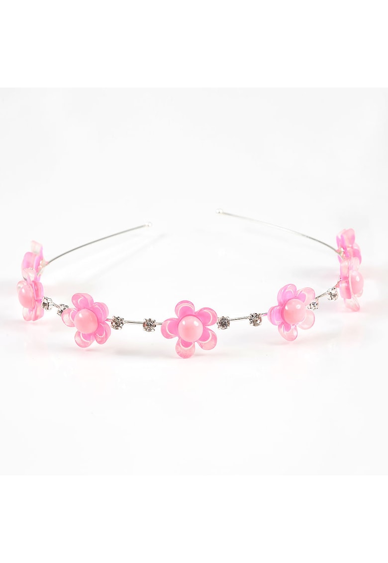 Bentita argintie cu flori roz Bentita argintie cu flori roz