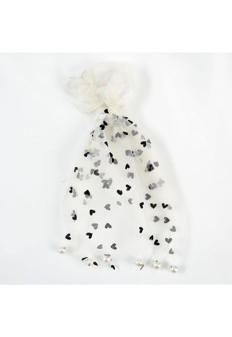 Elastic de par alb cu inimi negre
