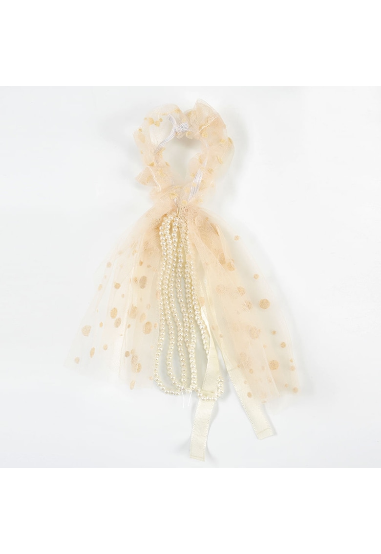 Elastic de par bej cu margele albe