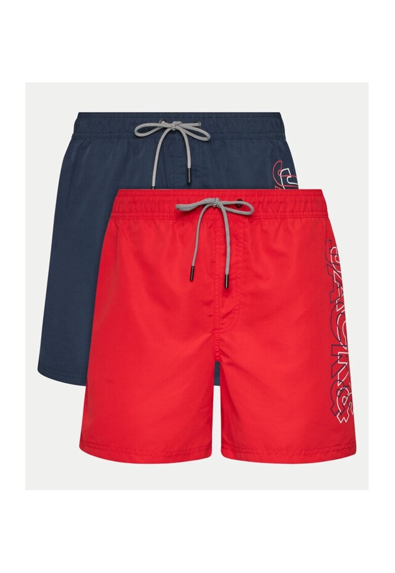 Set 2 perechi short de baie - 86690 - Poliester - Rosu/Bleumarin