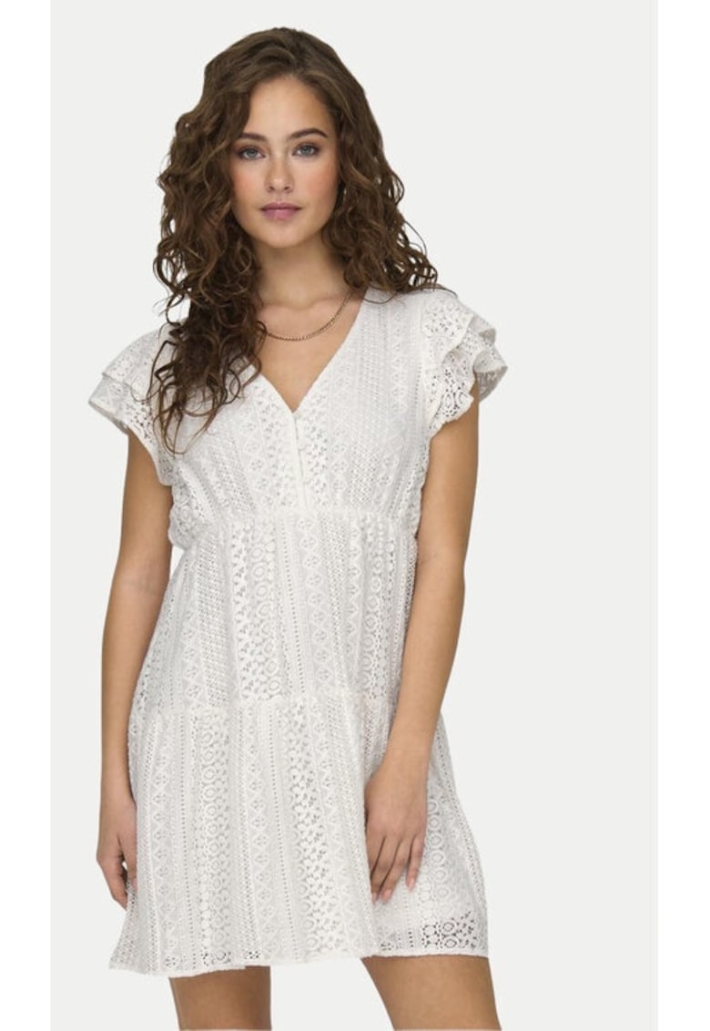 Rochie - 19077 - Bumbac - Alb