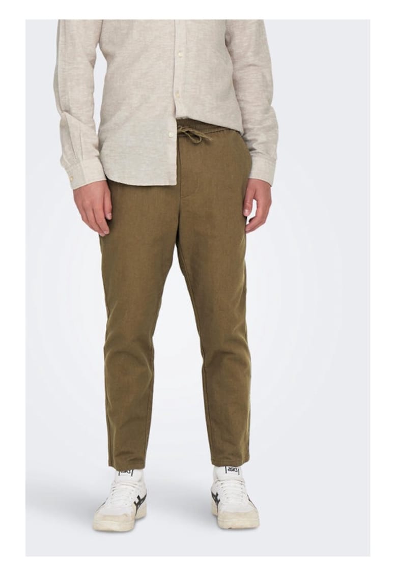 Pantaloni barbati - 46925 - Bumbac - Maro