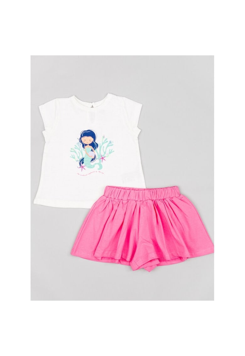 Compleu copii - 15640 - Bumbac - Roz/Alb Compleu copii - 15640 - Bumbac - Roz/Alb