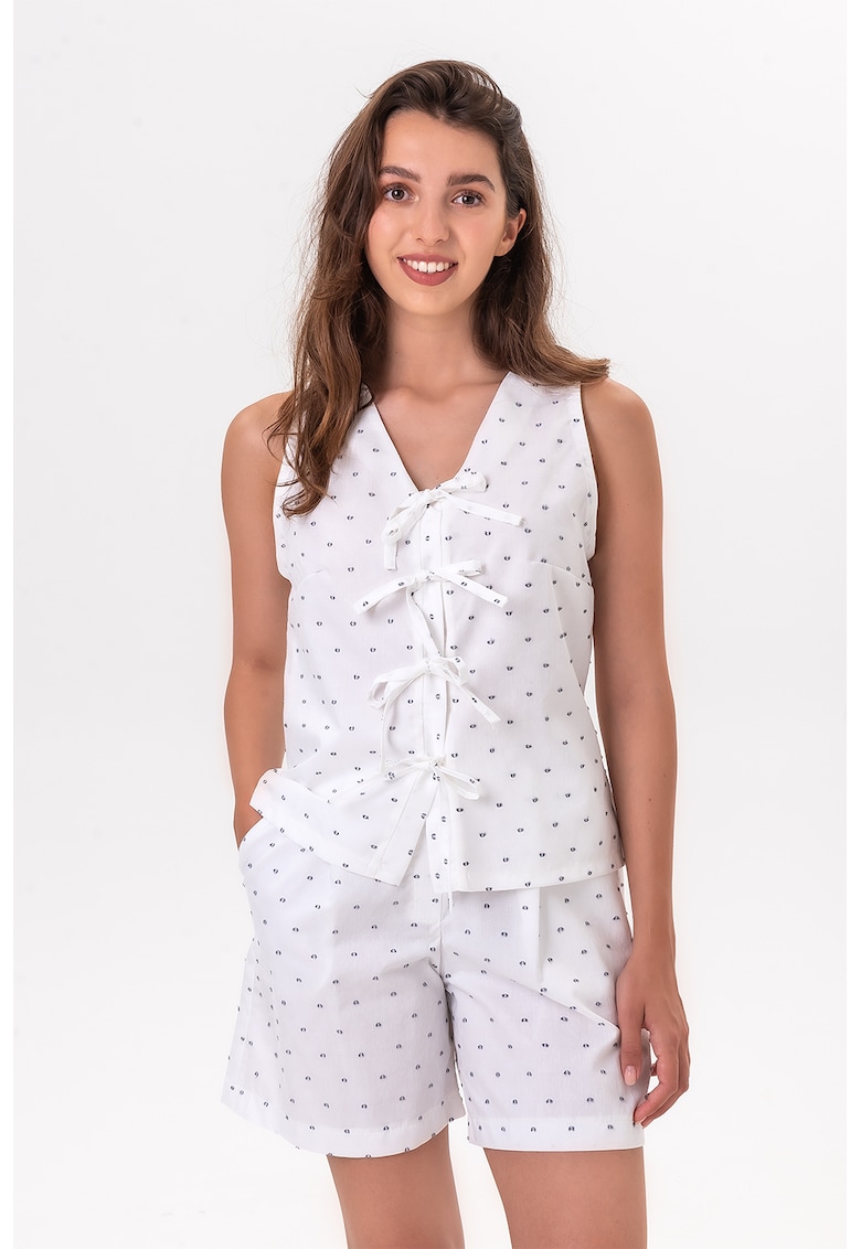 Set de top cu model si pantaloni scurti - 2 piese