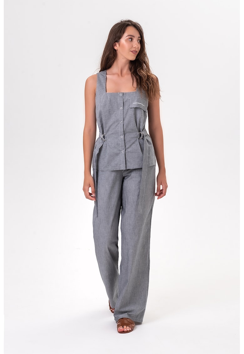 Set de top si pantaloni cu model in dungi - 2 piese