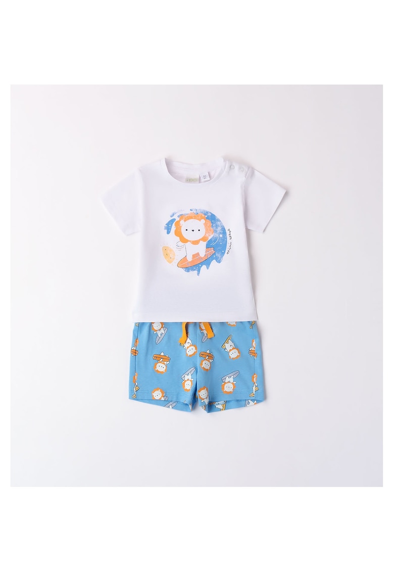 Compleu tricou si pantaloni scurti pentru baiat - 4.8607 - Albastru/Alb