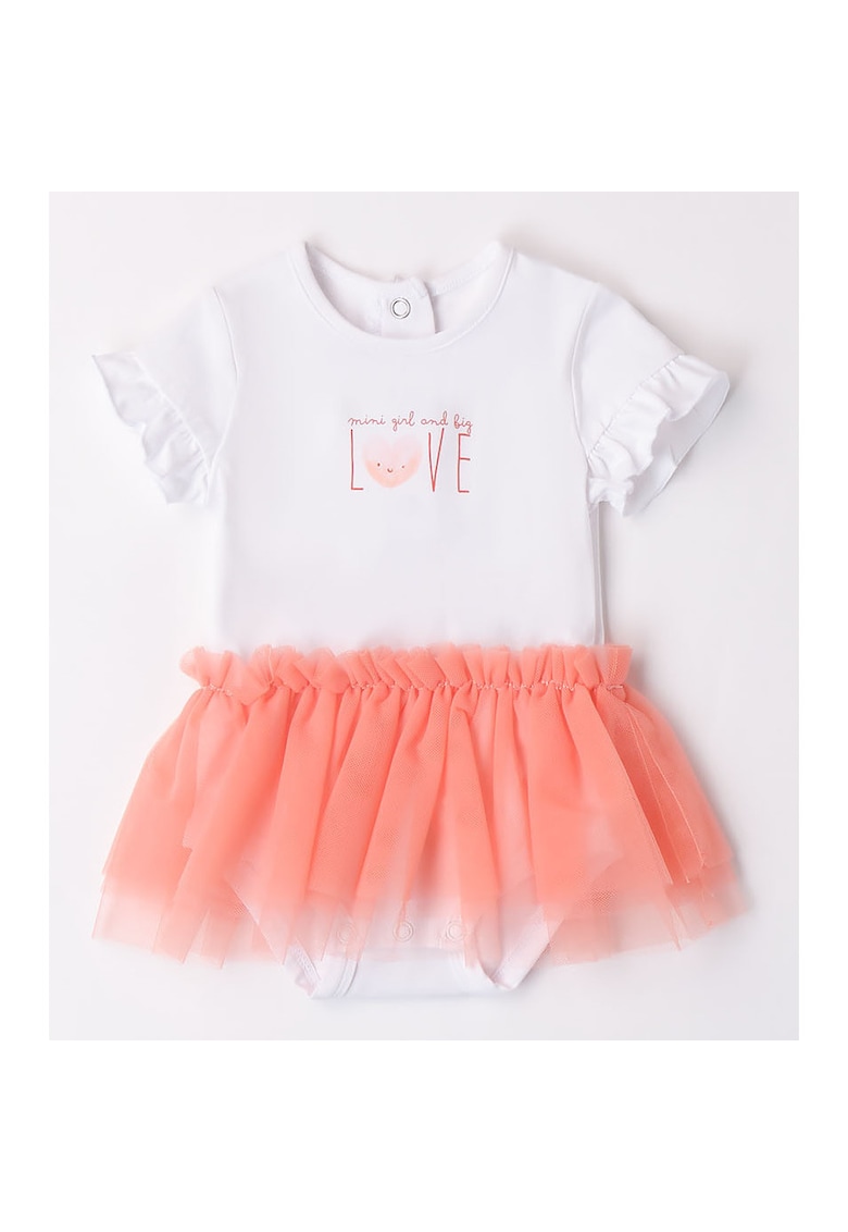 Body cu tull pentru fetite - 4.8634 - Alb/Coral