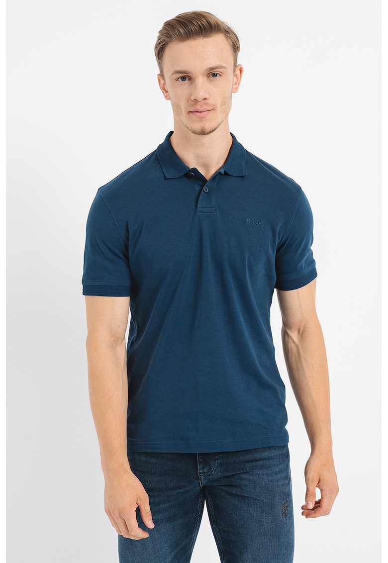 Tricou polo regular-fit cu logo brodat - Bleumarin