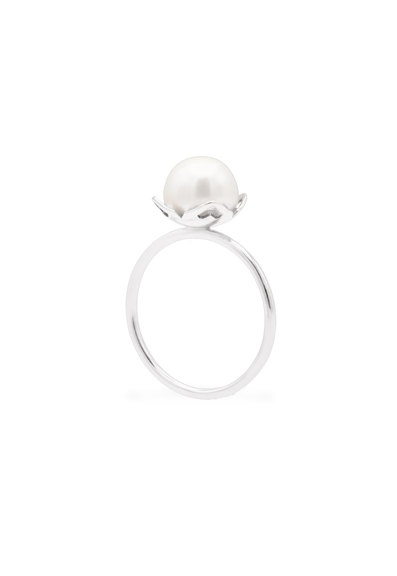 Inel JASMINE GARDEN cu perla veritabila de cultura - aur 14K - 51 - Alb