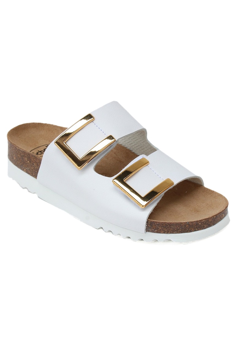 Papuci de damă Scholl Monterey 2 Straps din piele albă F30584-1065 07318