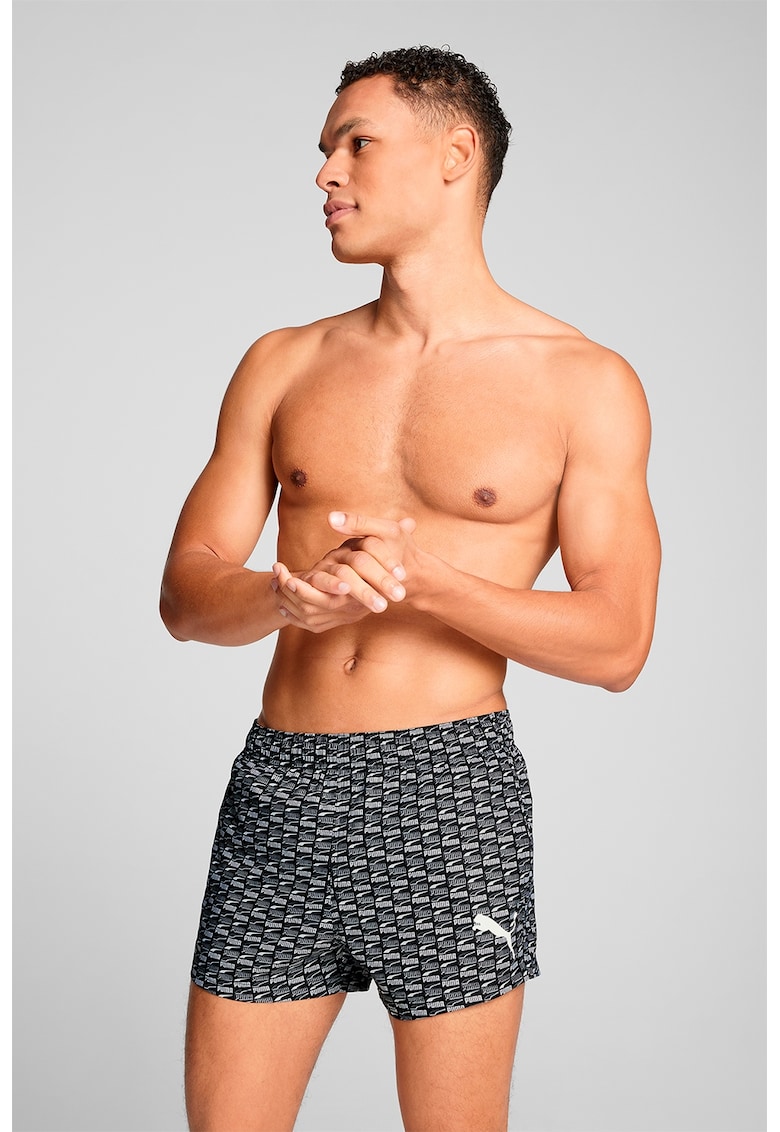 Pantaloni scurti de baie cu imprimeu monograma