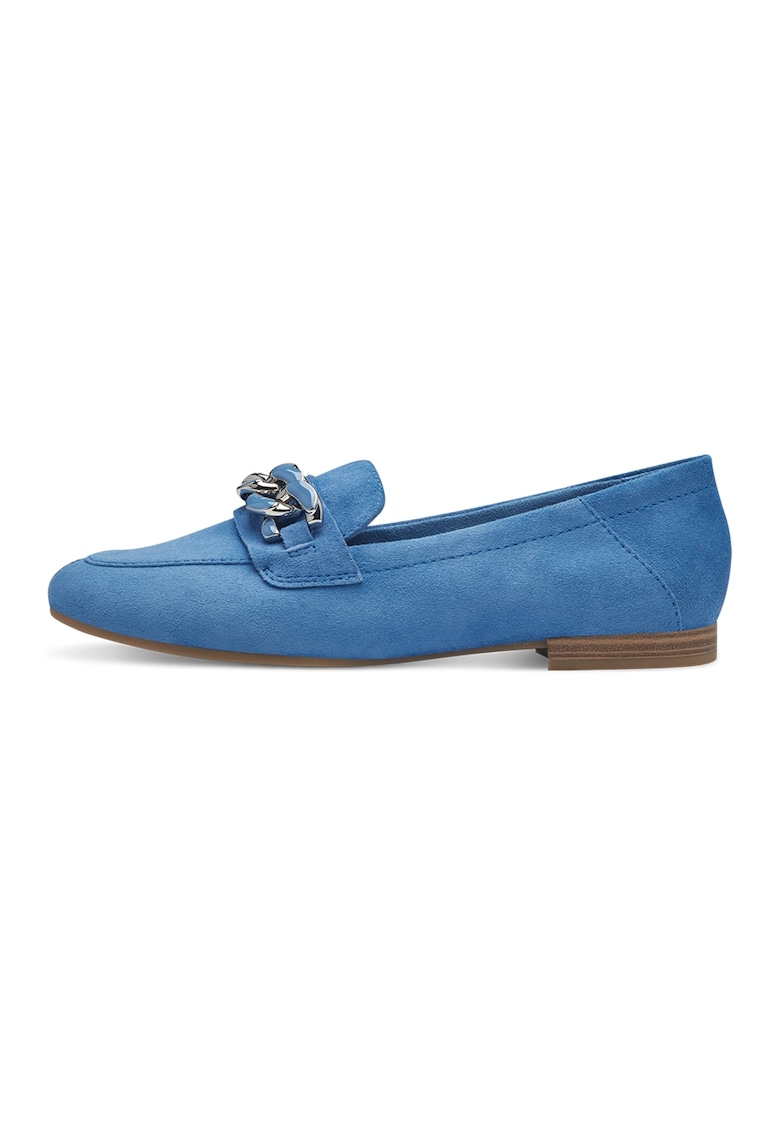 Pantofi loafer de piele intoarsa cu detalii lant