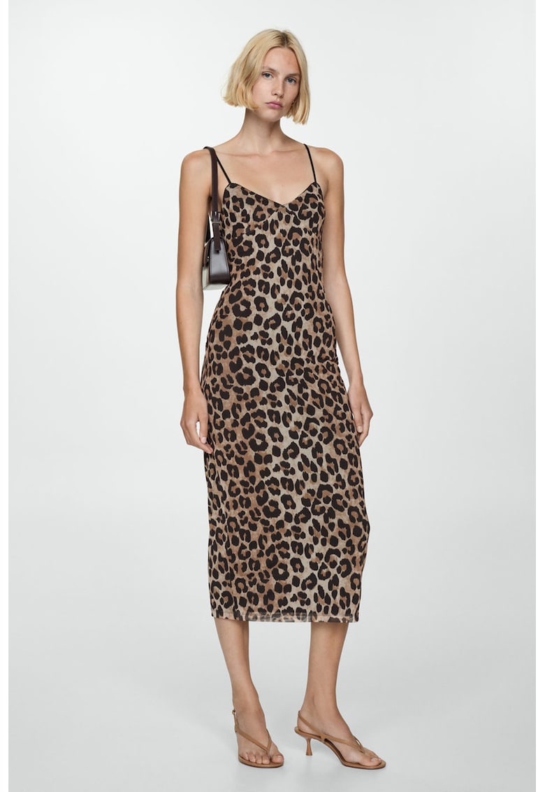 Rochie dreapta cu animal print Leo