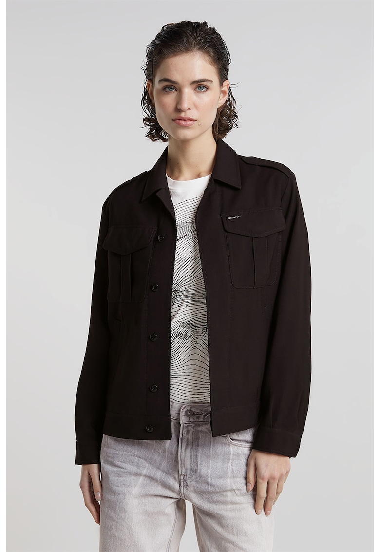 Jacheta cu nasturi si buzunare cu clapa Jacheta cu nasturi si buzunare cu clapa