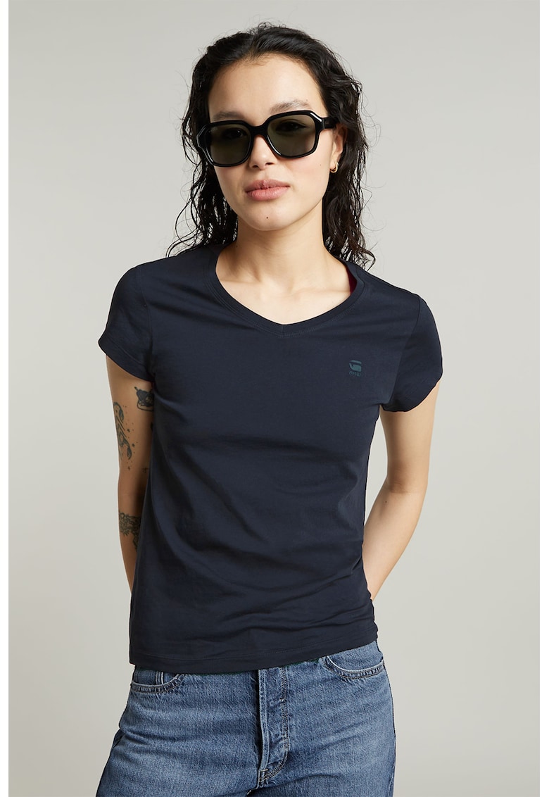 Tricou de bumbac organic cu decolteu in V Eyben