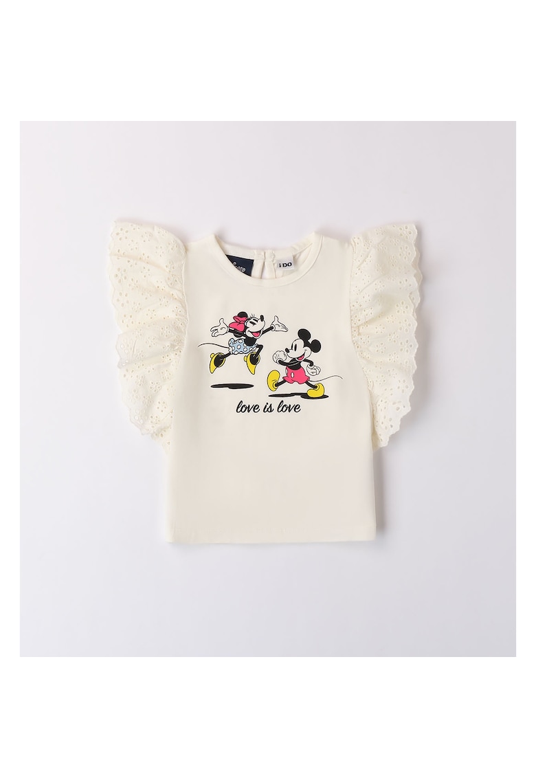 Tricou cu imprimeu Minnie si Mickey Mouse pentru fete - 4.8737 - Crem - Crem