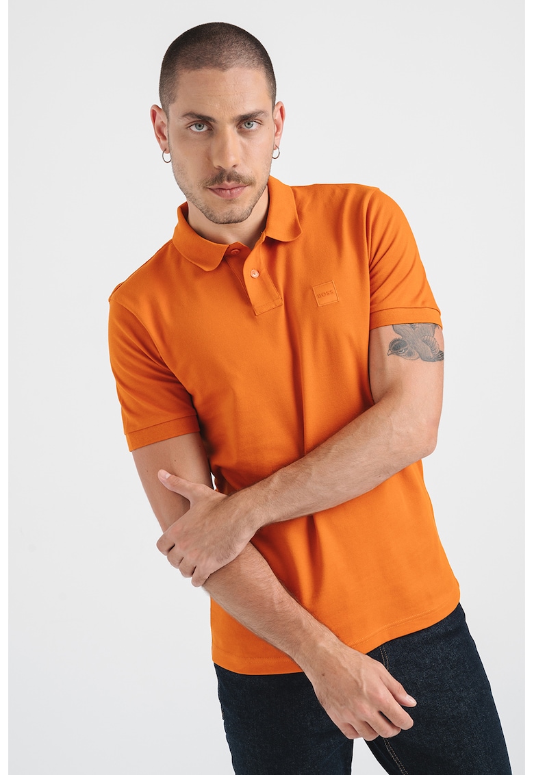 Tricou polo slim fit din material pique Passenger