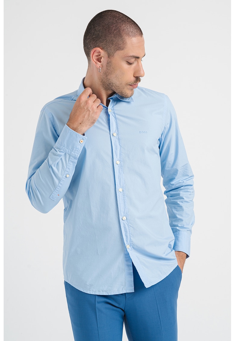 Camasa regular fit de bumbac cu logo brodat