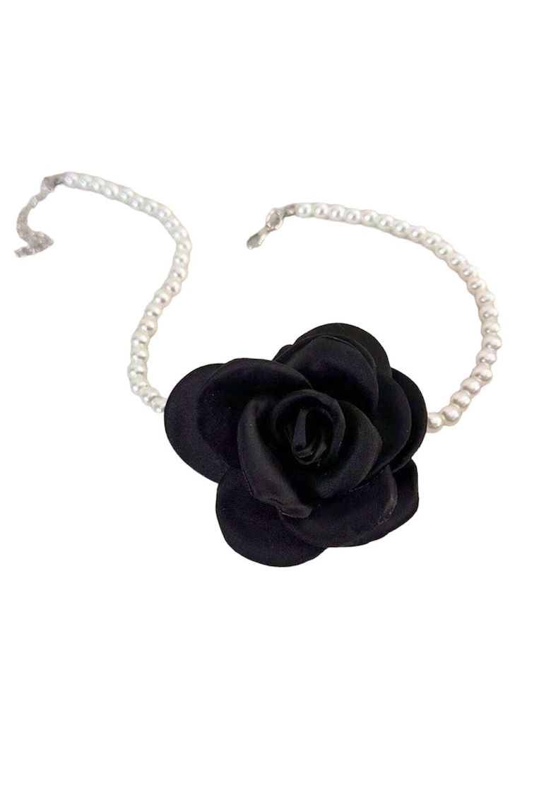 Colier choker - cu perle si floare neagra - Begit C14 -