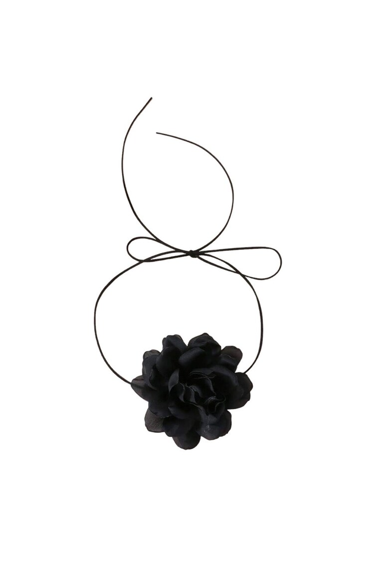 Colier choker - negru - cu floare - Benna C15 -