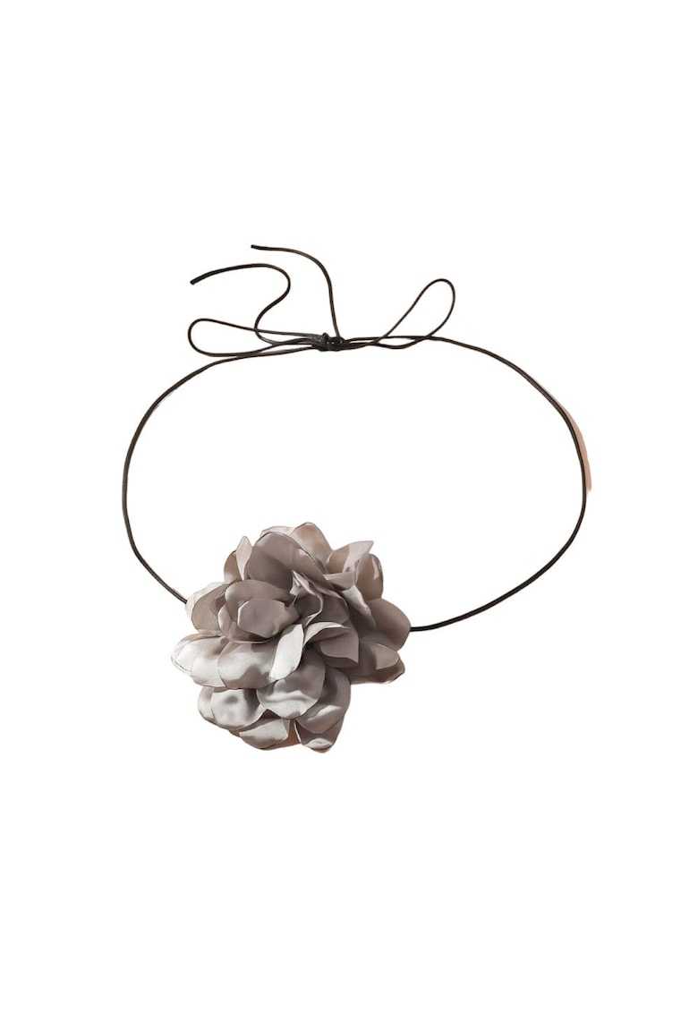 Colier choker - gri - cu floare - Bernadeth C15 -