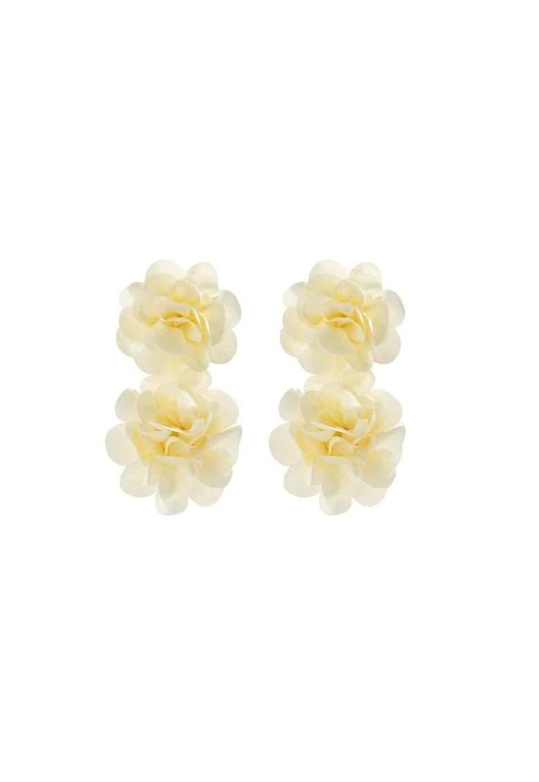 Cercei alb unt - forma de floare - Berry C16 -