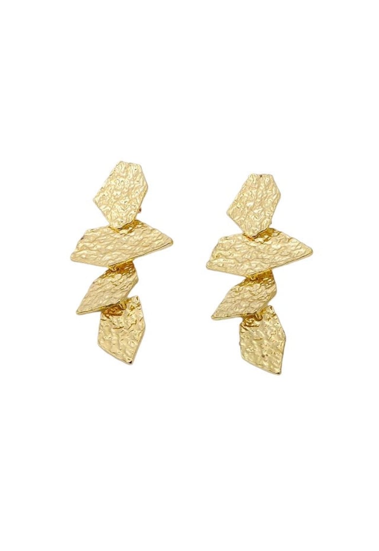 Cercei aurii - cu clips si textura sifonata - Bianco C6 -