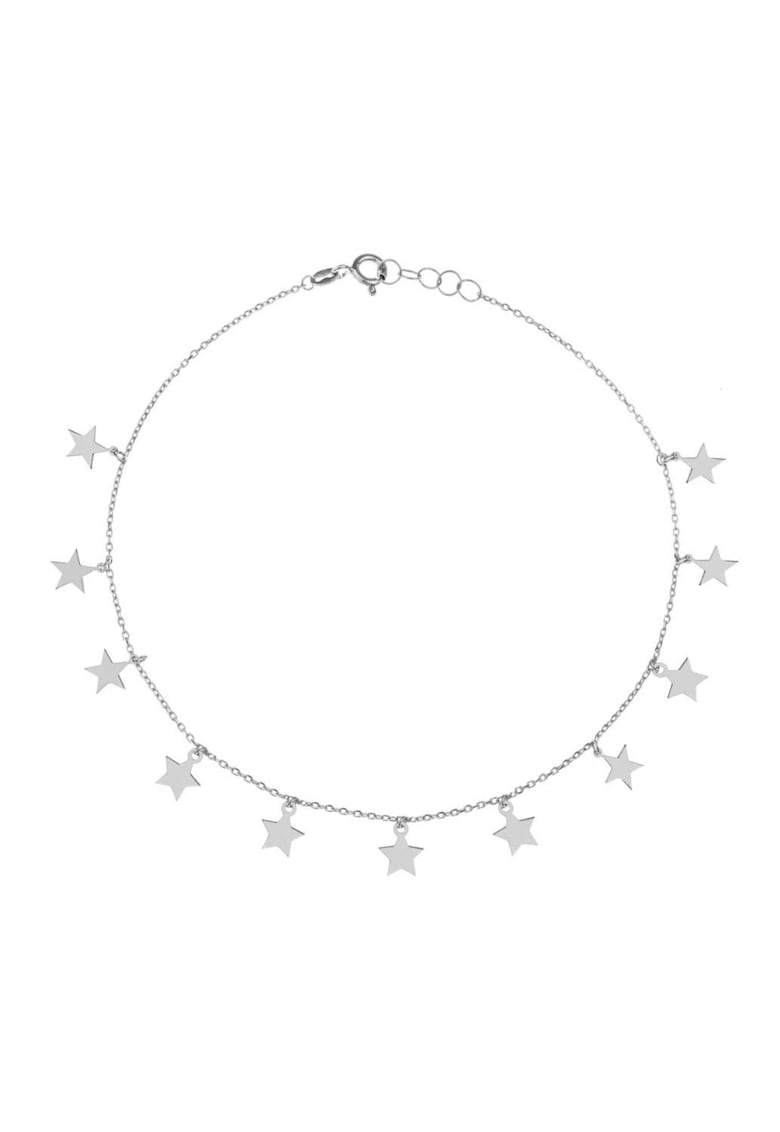 Bratara de picior din argint - cu stelute - 22-27 cm - Argintiu