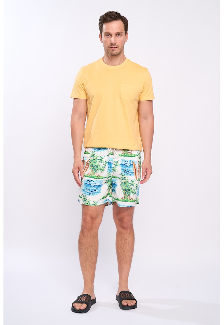 Pantaloni scurti de baie cu model tropical