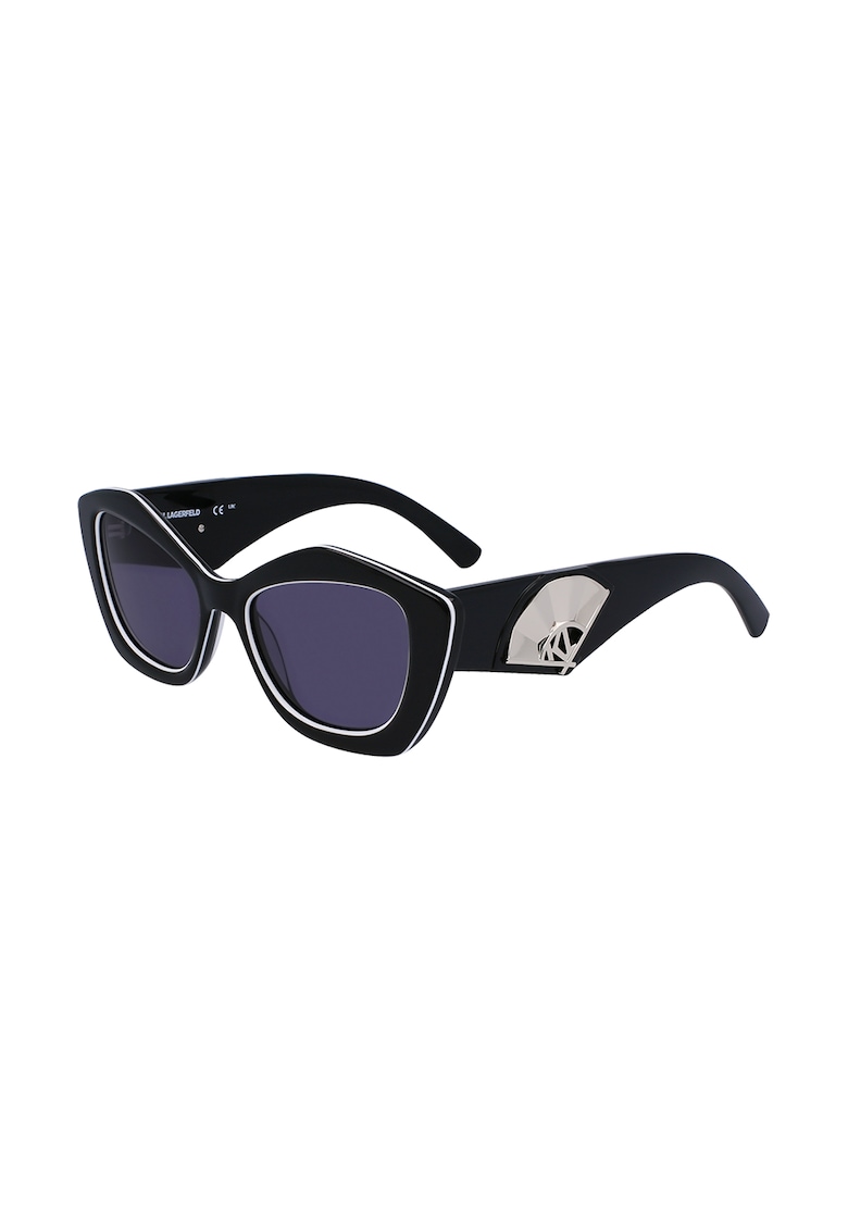 Ochelari de soare cat-eye cu lentile in degrade - Negru/Argintiu