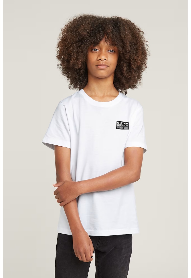 Tricou de bumbac organic cu logo - Alb optic