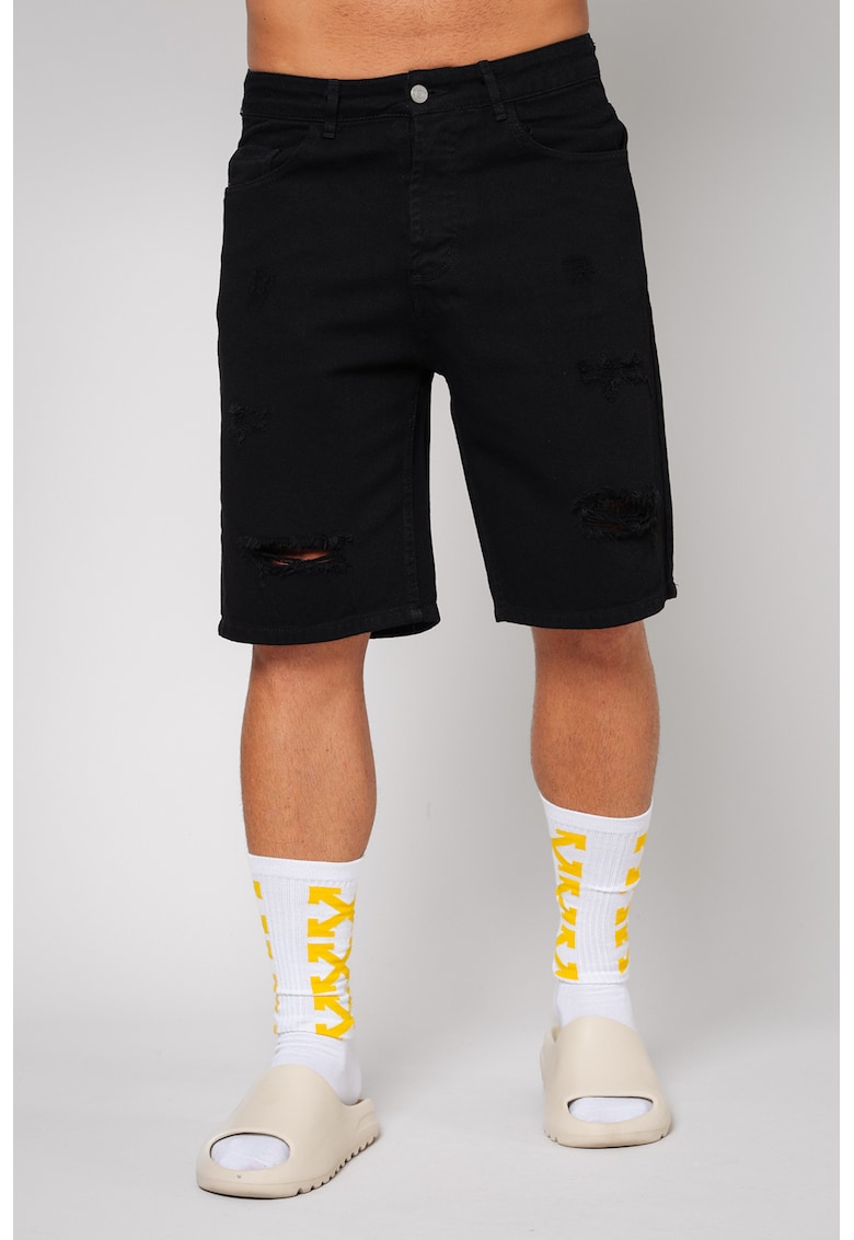 Blugi scurti cu detalii cu aspect deteriorat