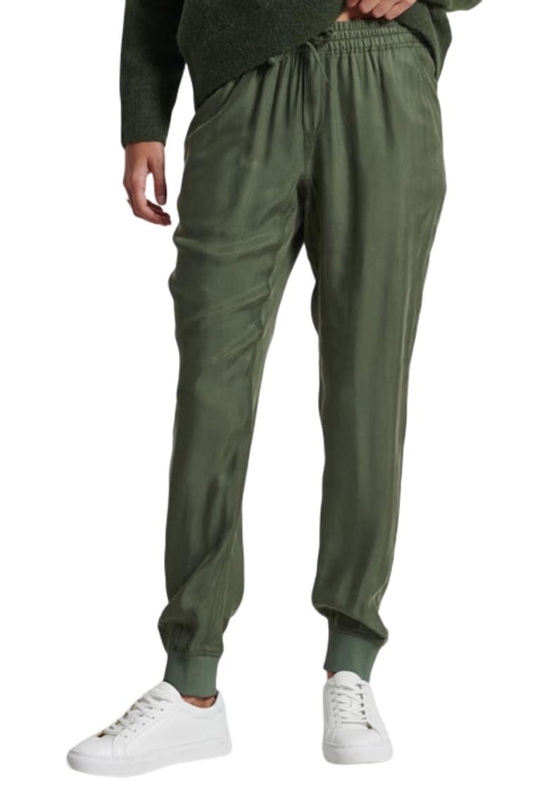 Pantaloni sport dama - Superdry - Bumbac/Viscoza - Kaki - Kaki