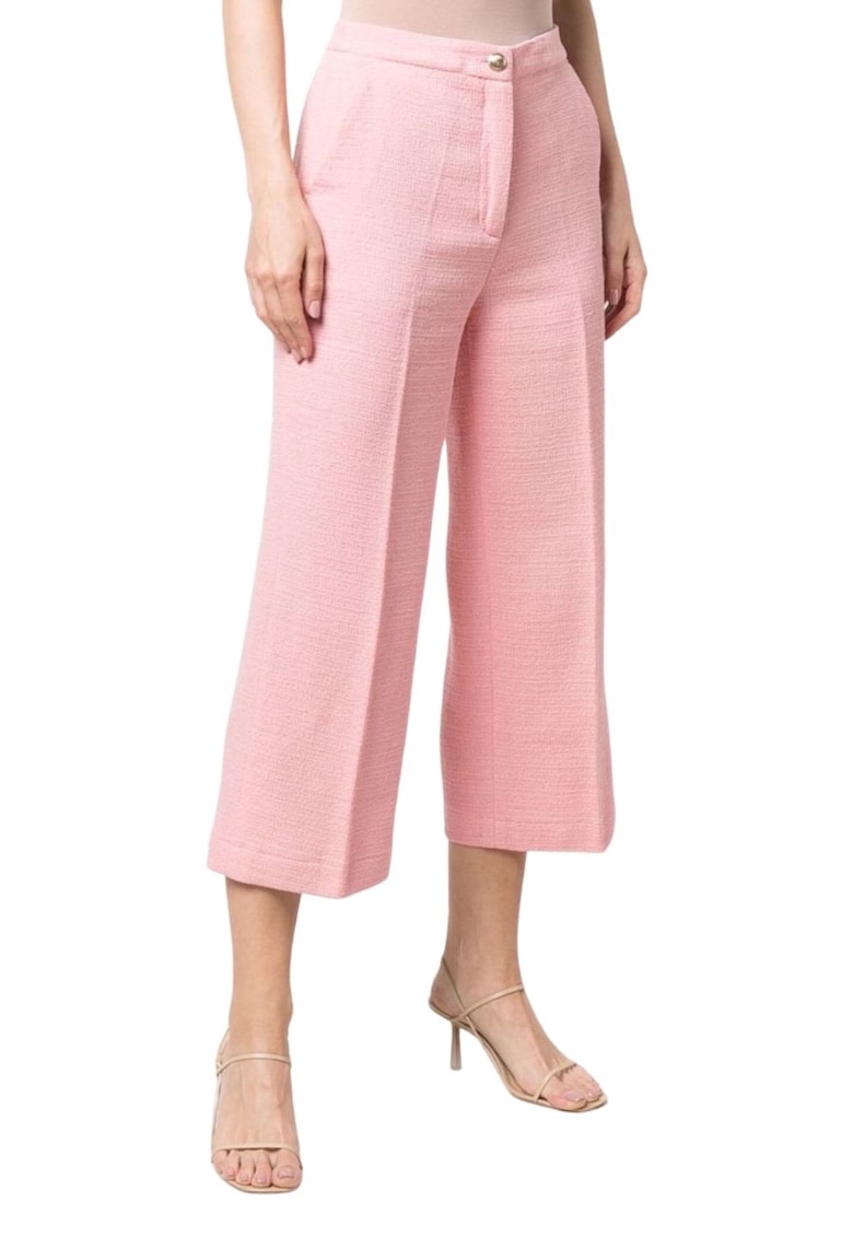 Pantaloni trei sferturi dama - Bumbac - Roz -