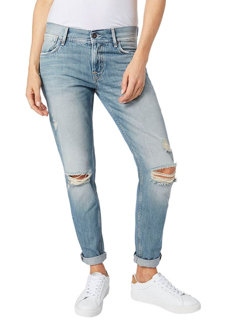 Blugi boyfriend dama - Bumbac/Elastan - Albastru -