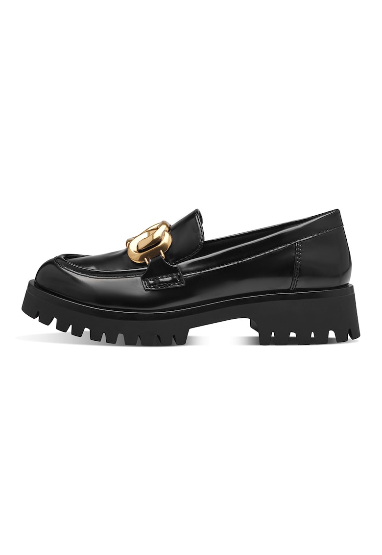 Pantofi loafer lacuiti cu toc masiv