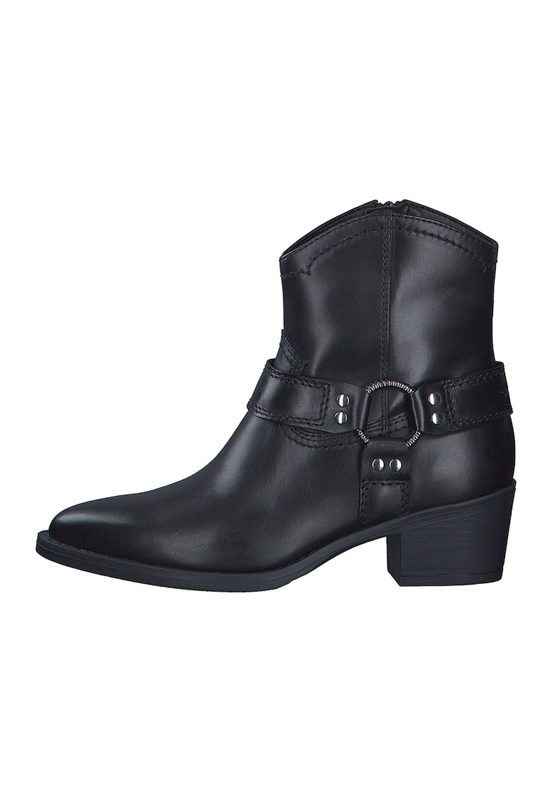 Botine cowboy de piele - Negru