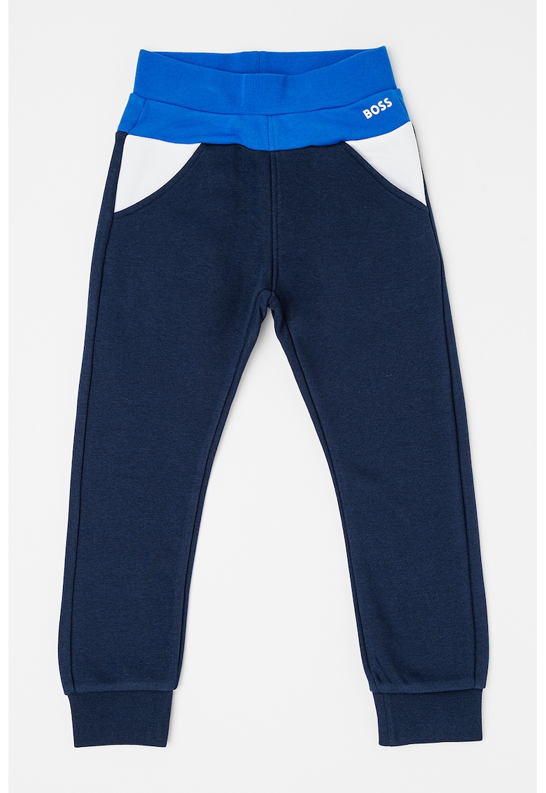 Pantaloni de trening cu model colorblock si buzunare oblice