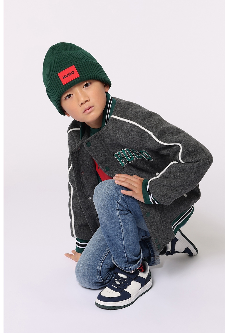 Jacheta bomber cu buzunare oblice - Alb/Gri melange/Verde persan