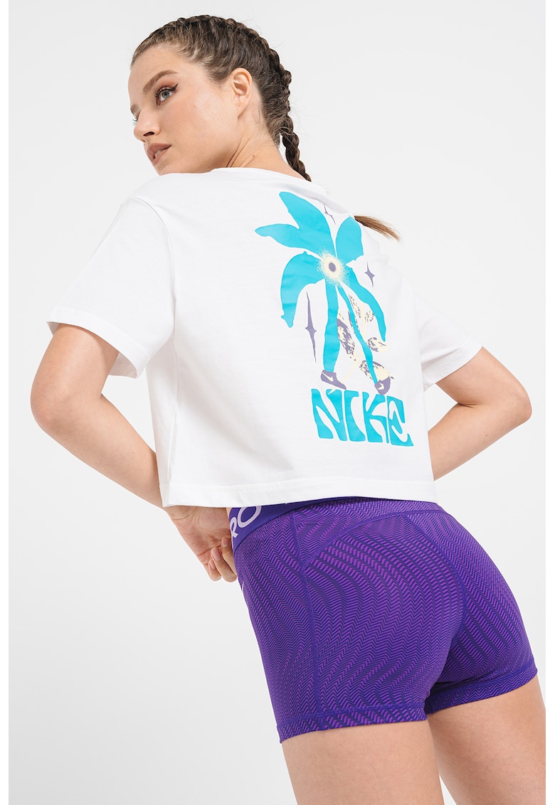 Tricou crop lejer cu imprimeu