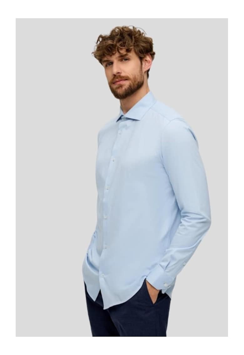 Camasa barbati cu maneca lunga din jerse de bumbac - croiala Tailored fit - Albastru deschis Camasa barbati cu maneca lunga din jerse de bumbac - croiala Tailored fit - Albastru deschis