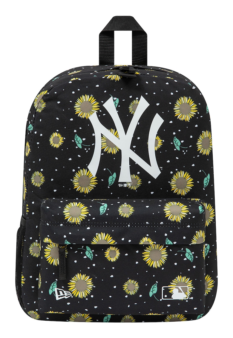 Rucsac cu model floral si buzunar frontal cu fermoar