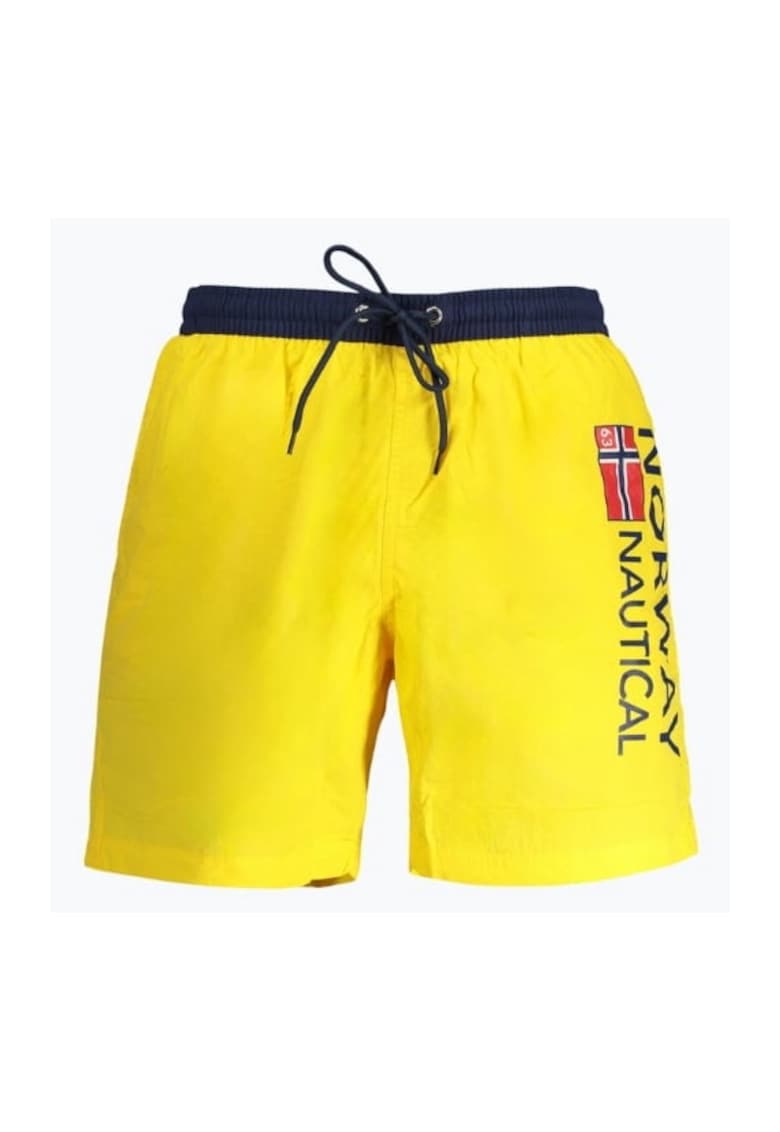 Pantaloni scurti barbati pentru inot cu imprimeu cu logo - croiala Regular fit - Galben